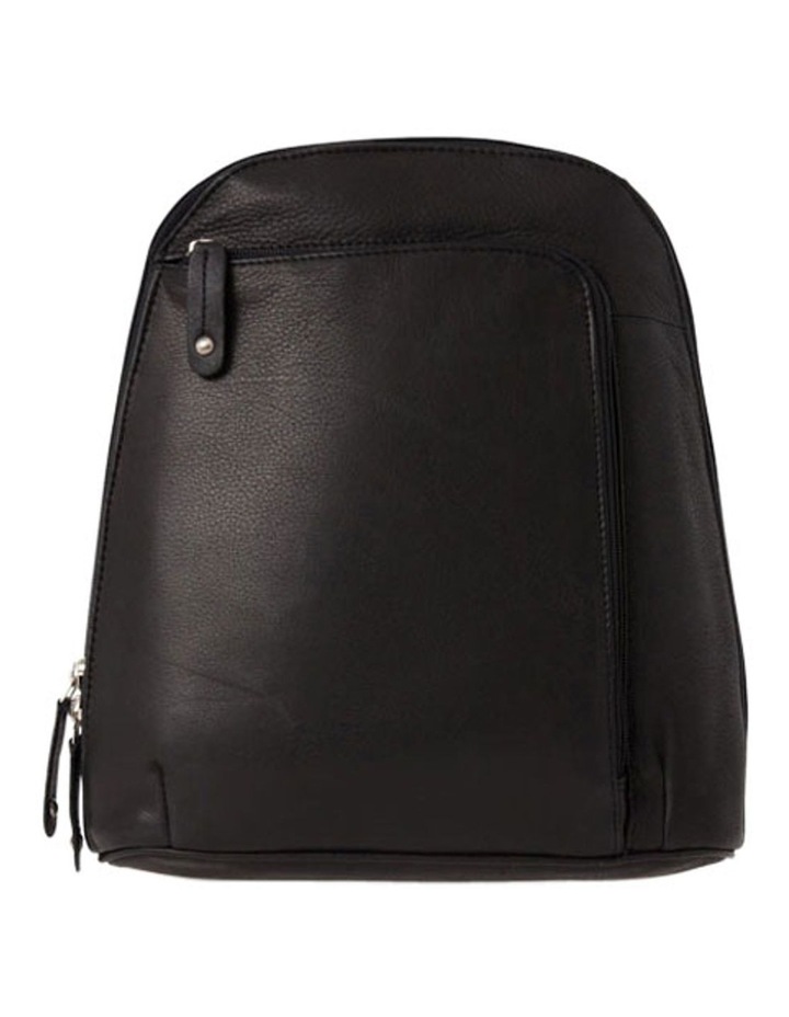 Leather Front Zip Backpack 3990 in Black image 2