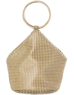 Bianca Ball Mesh Top Handle Bag in Gold