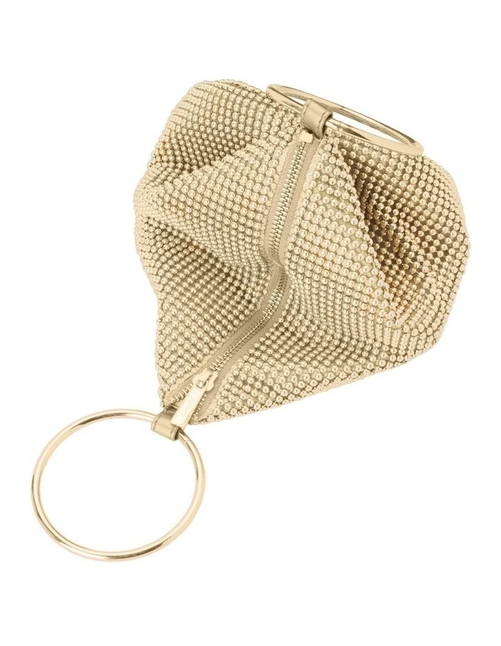 Bianca Ball Mesh Top Handle Bag in Gold image 3