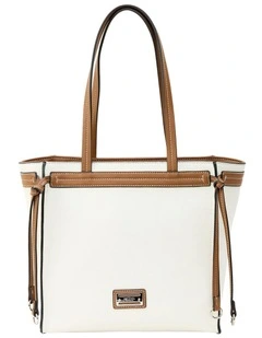 Brooke Tote Bag in White/Brown