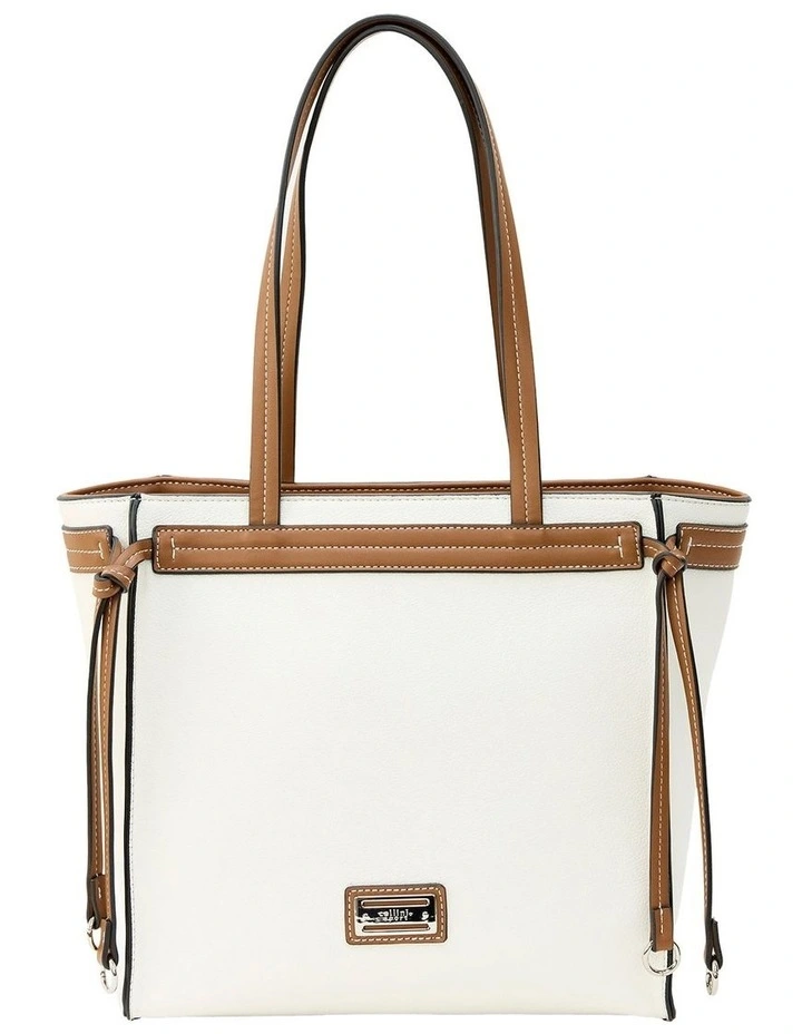 Brooke Tote Bag in White/Brown image 1