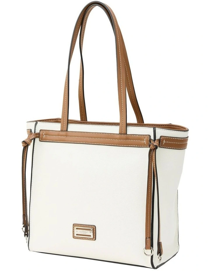 Brooke Tote Bag in White/Brown image 2