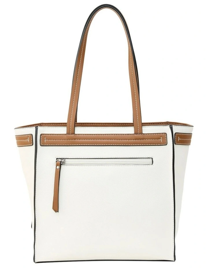 Brooke Tote Bag in White/Brown image 3