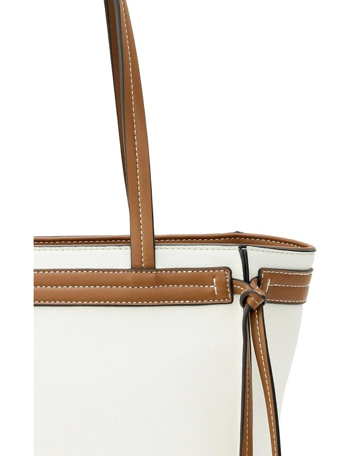 Brooke Tote Bag in White/Brown image 4