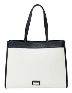 Deborah Tote Bag in White/Black