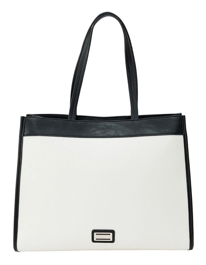 Deborah Tote Bag in White/Black image 1