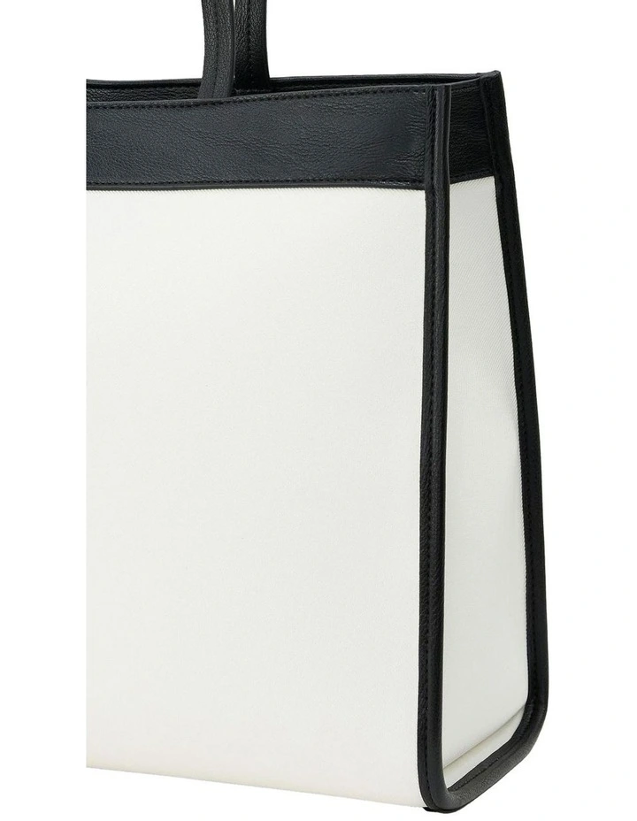 Deborah Tote Bag in White/Black image 4