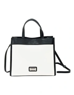 Deborah Satchel Bag in White/Black