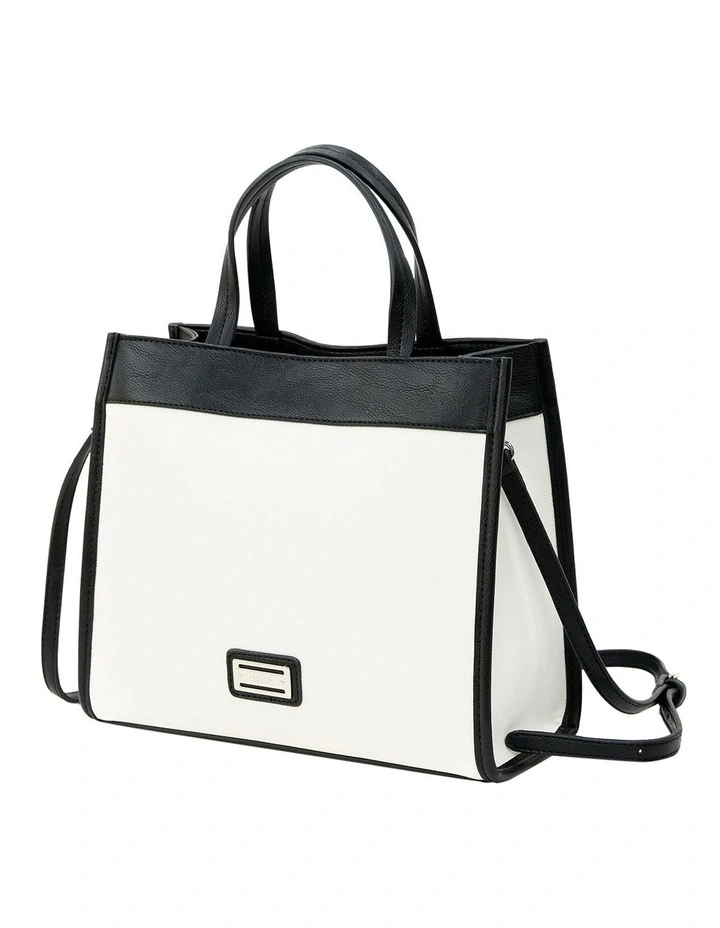Deborah Satchel Bag in White/Black image 2