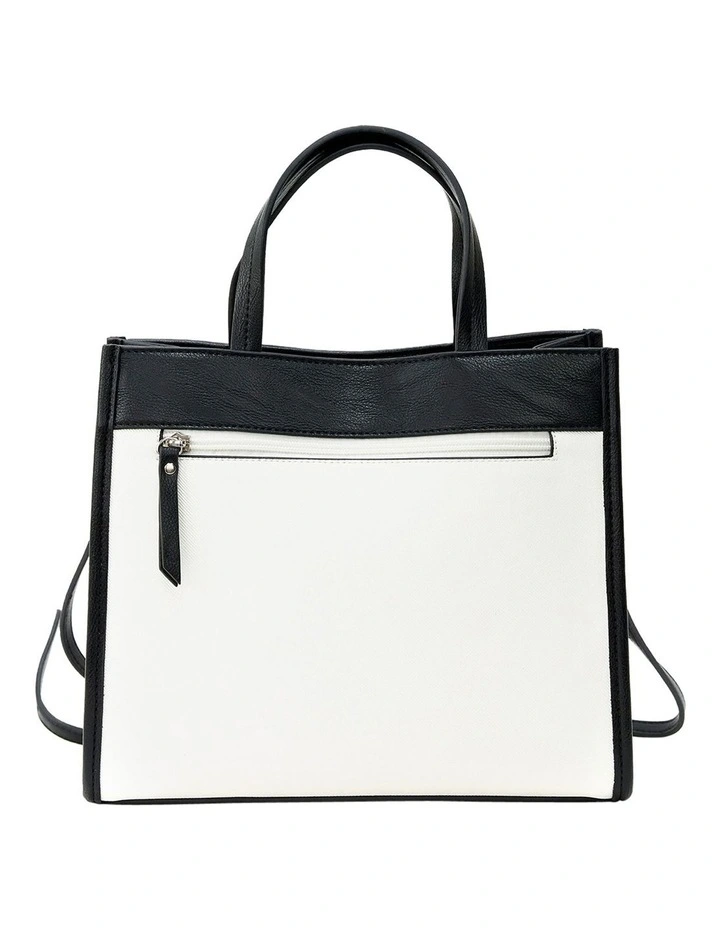 Deborah Satchel Bag in White/Black image 3