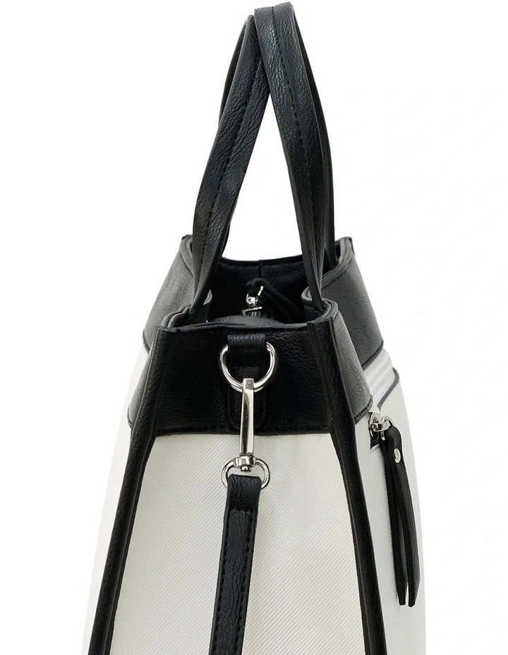 Deborah Satchel Bag in White/Black image 4