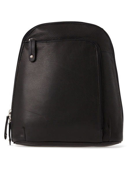 Leather Front Zip Backpack 3990 in Black image 1