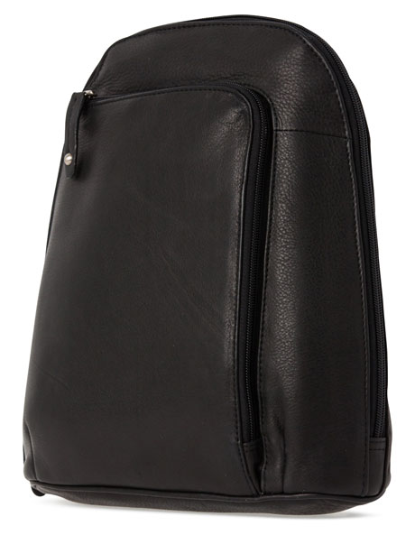 Leather Front Zip Backpack 3990 in Black image 3
