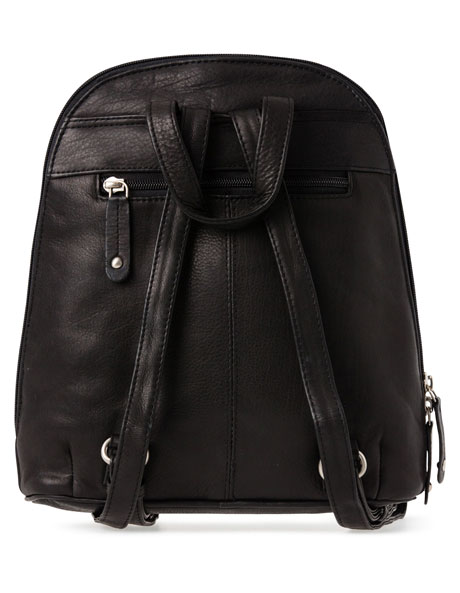 Leather Front Zip Backpack 3990 in Black image 6