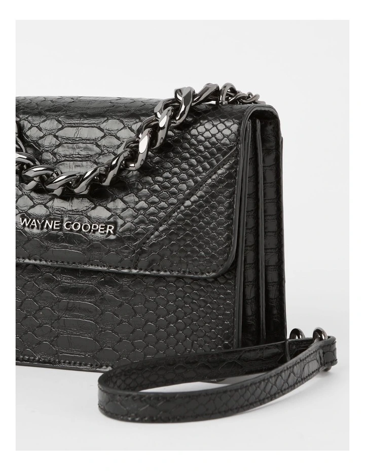 Kayla Shoulder Bag in Black Reptile image 5