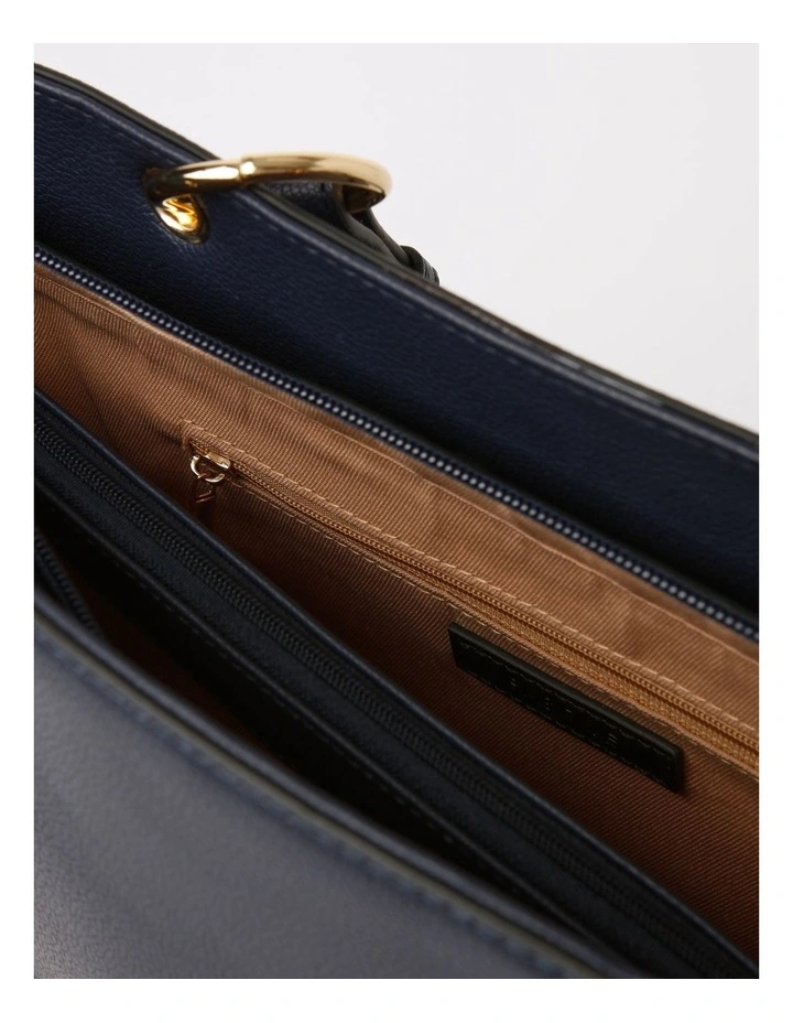 Ajay Zip Top Tote Bag in Navy image 5