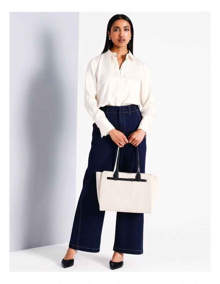 Sienna Tote Bag in Natural Canvas image 2