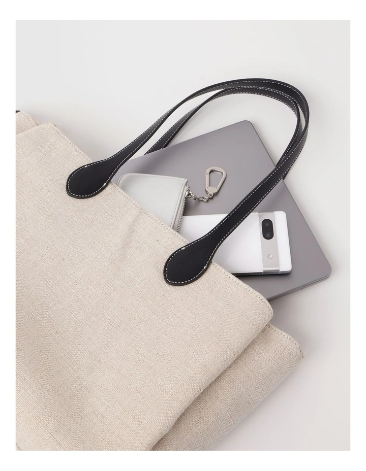 Sienna Tote Bag in Natural Canvas image 5