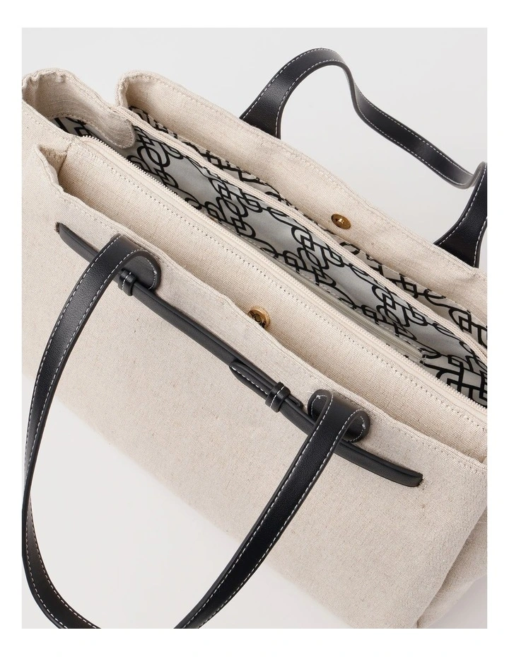 Sienna Tote Bag in Natural Canvas image 6