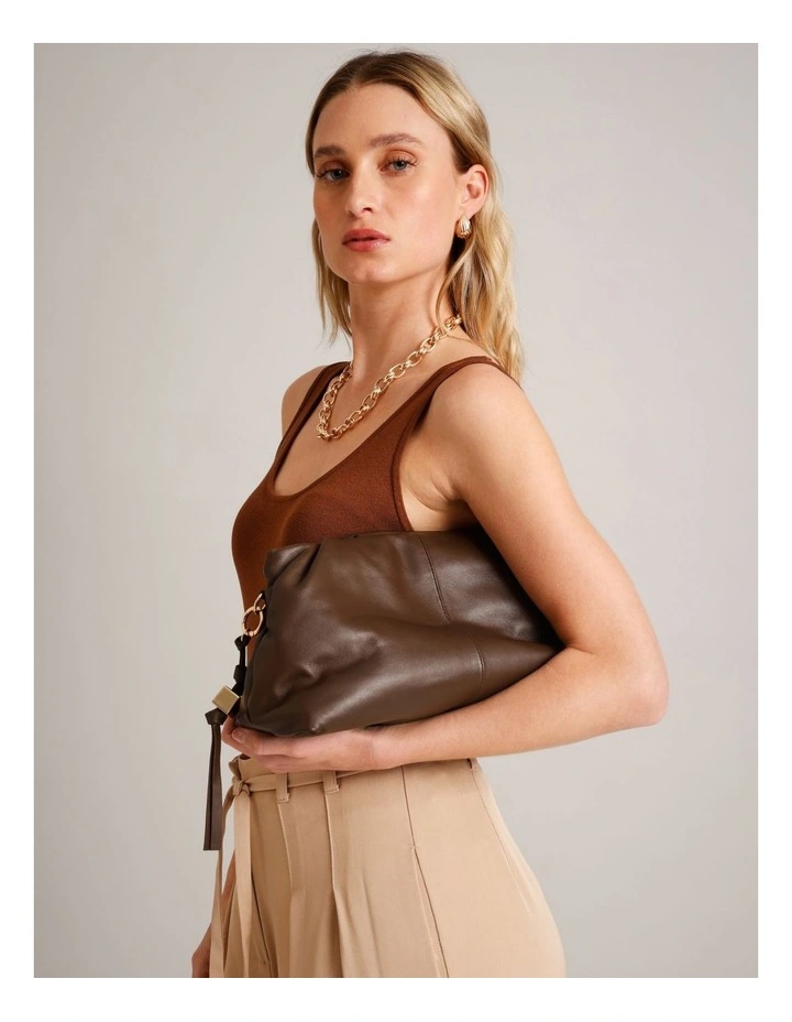 Andrea Leather Clutch Bag in Chocolate image 4