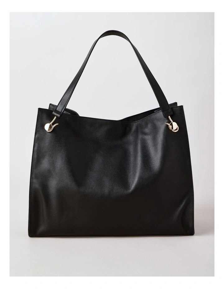 Stevie Leather Tote Bag in Black image 1