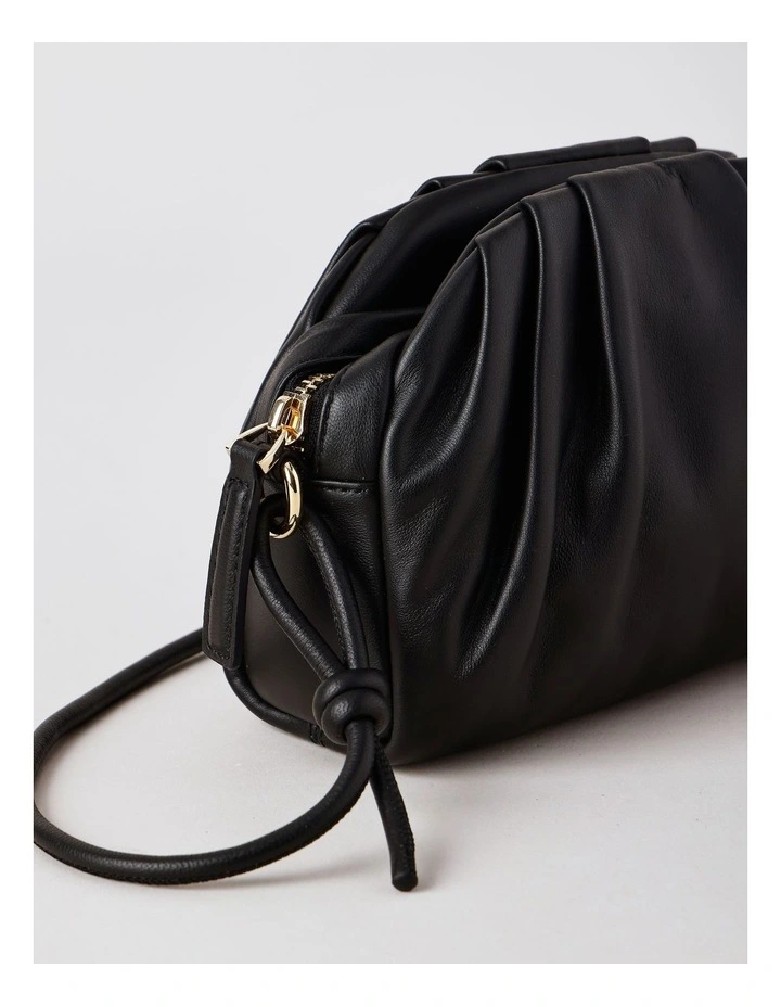 Rosie Leather Crossbody Bag in Black image 3