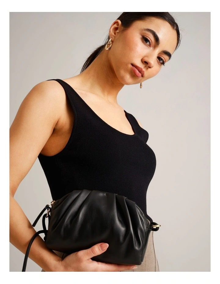 Rosie Leather Crossbody Bag in Black image 4