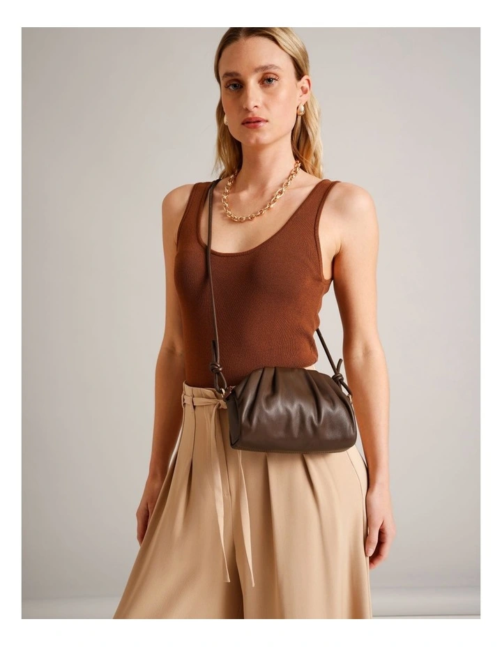 Rosie Leather Crossbody Bag in Chocolate image 2