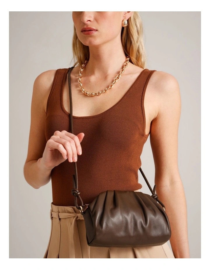 Rosie Leather Crossbody Bag in Chocolate image 4