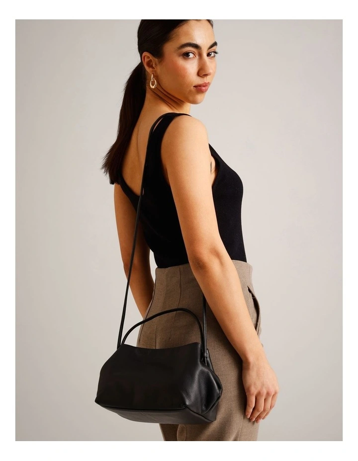 Aria Leather Crossbody Bag in Black image 2