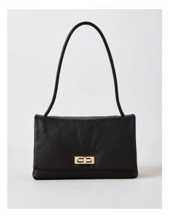 Audrey Leather Shoulder Bag in Black