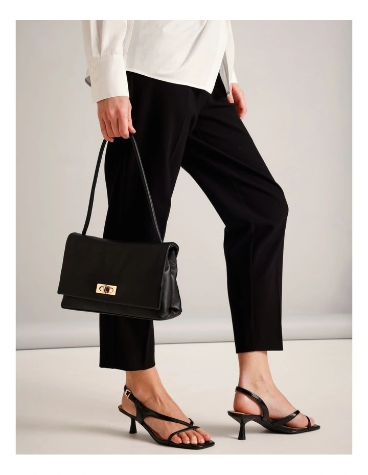 Audrey Leather Shoulder Bag in Black image 4