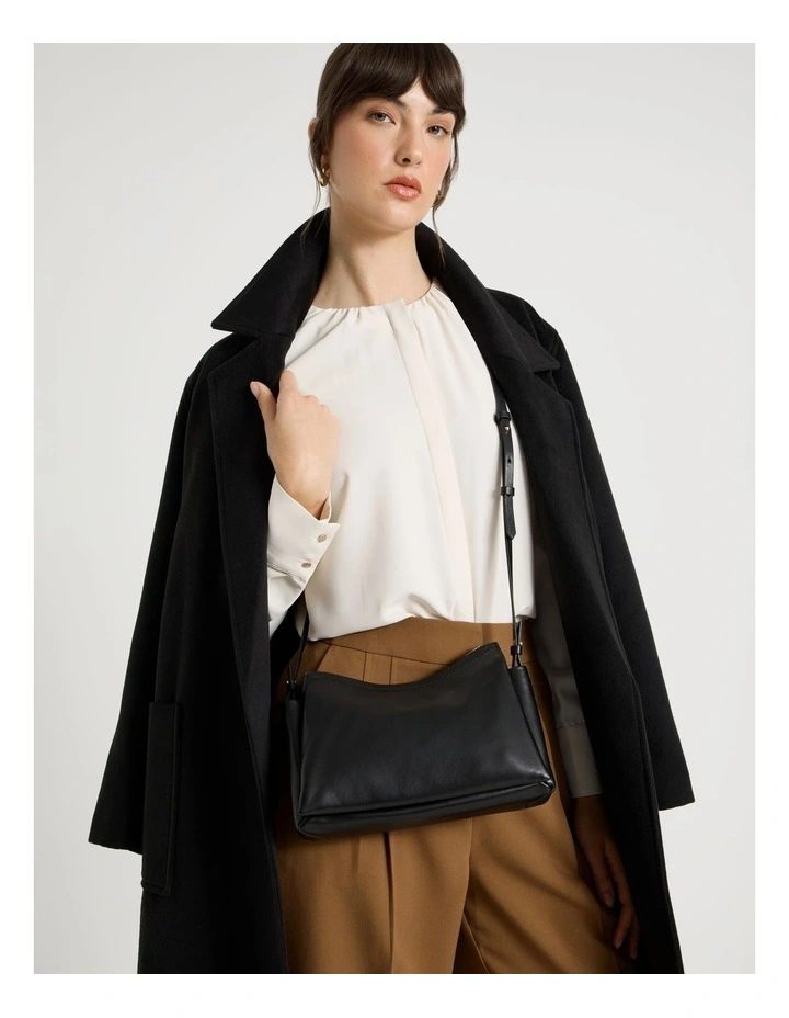 Gracie Leather Crossbody Bag in Black image 2