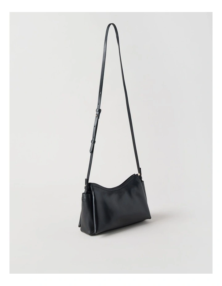 Gracie Leather Crossbody Bag in Black image 3