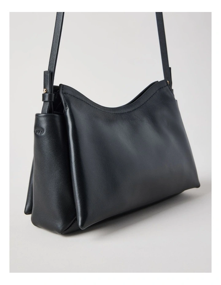 Gracie Leather Crossbody Bag in Black image 4