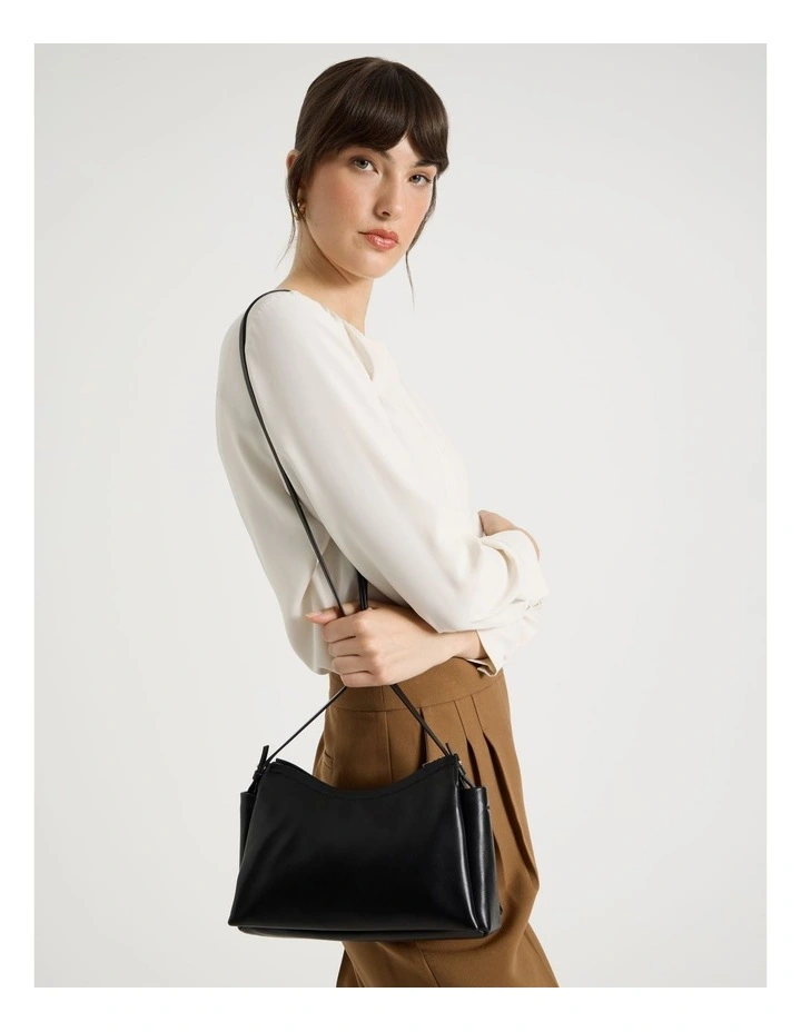 Gracie Leather Crossbody Bag in Black image 4