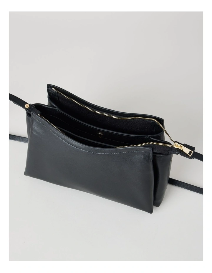 Gracie Leather Crossbody Bag in Black image 5