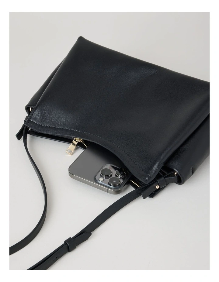 Gracie Leather Crossbody Bag in Black image 6