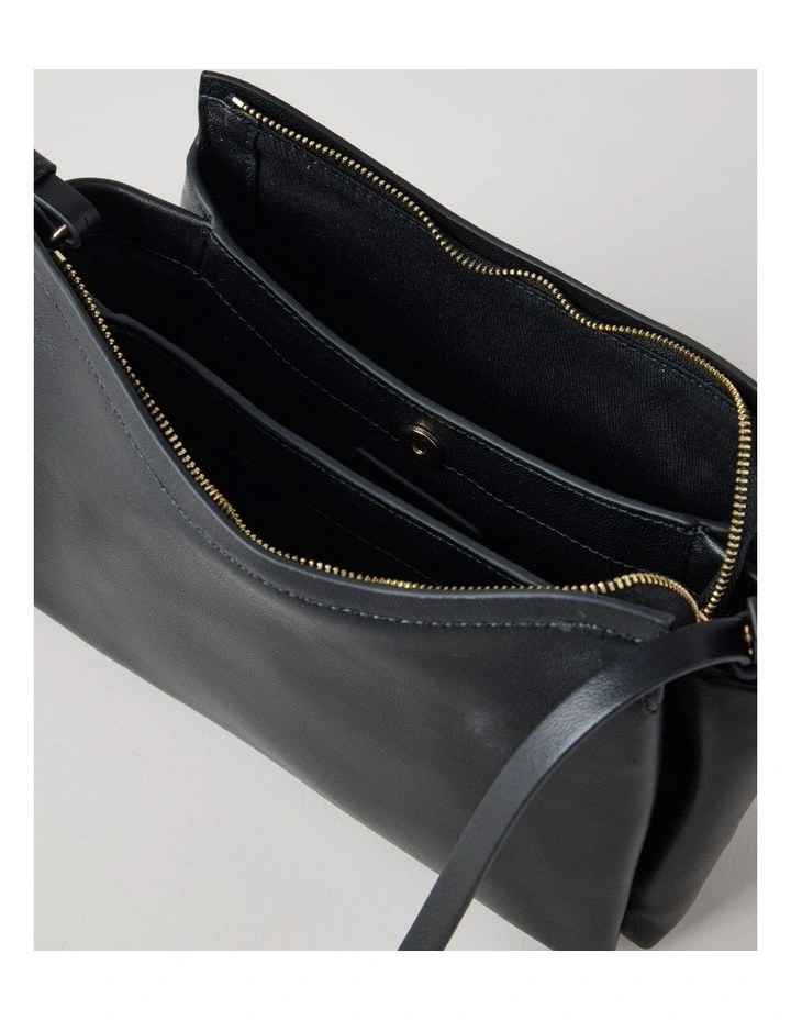 Gracie Leather Crossbody Bag in Black image 6
