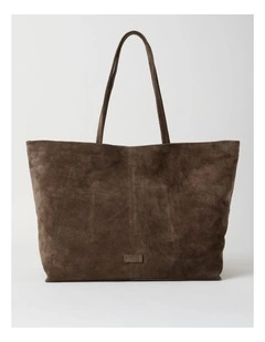 Phoenix Suede Leather Tote Bag in Espresso