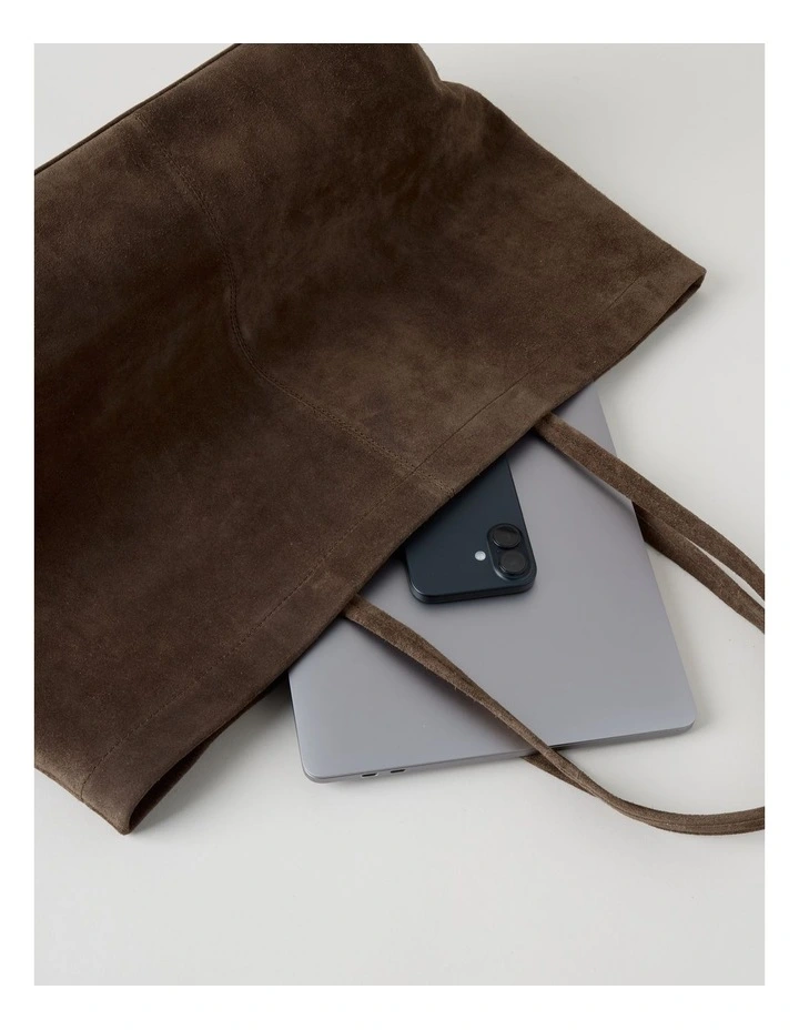 Phoenix Suede Leather Tote Bag in Espresso image 2
