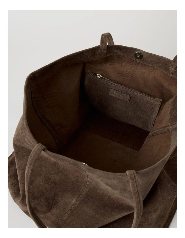 Phoenix Suede Leather Tote Bag in Espresso image 5