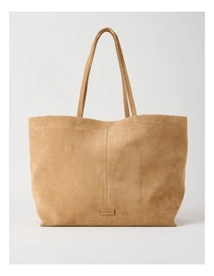 Phoenix Suede Leather Tote Bag in Caramel