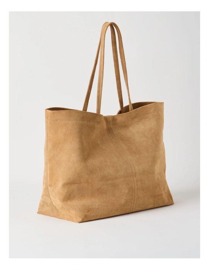 Phoenix Suede Leather Tote Bag in Caramel image 3