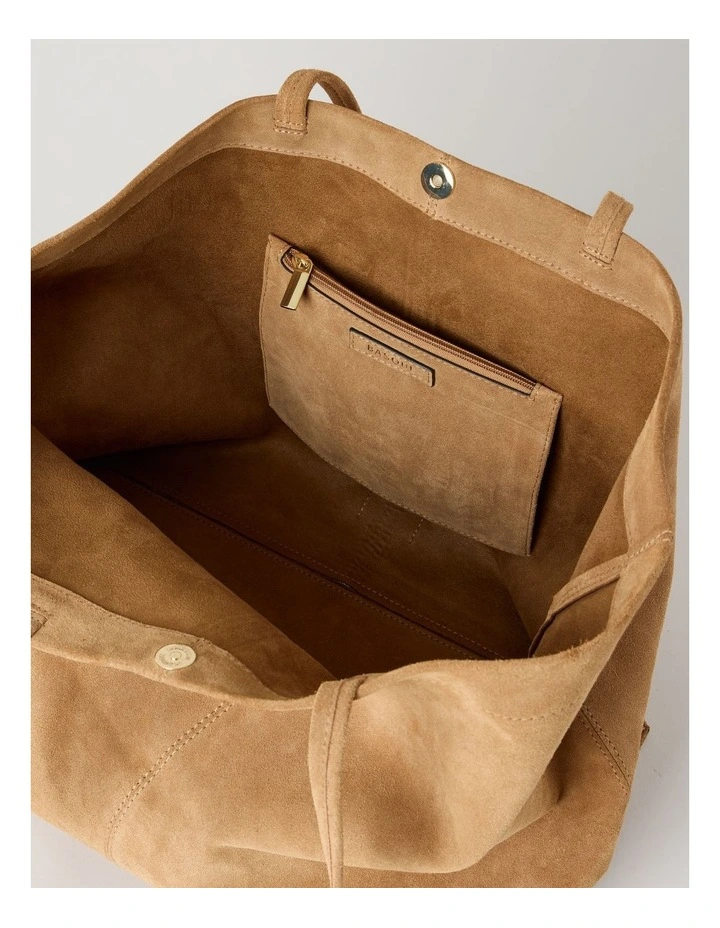 Phoenix Suede Leather Tote Bag in Caramel image 4