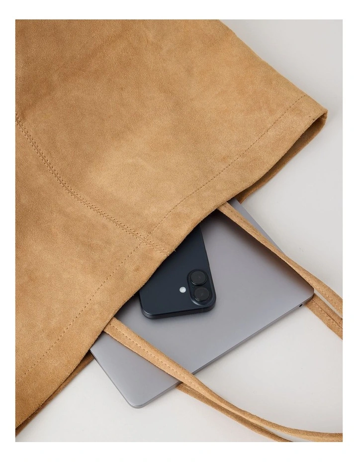 Phoenix Suede Leather Tote Bag in Caramel image 5