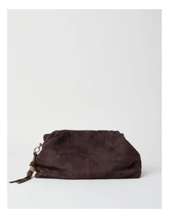 Andrea Suede Leather Clutch Bag in Chocolate