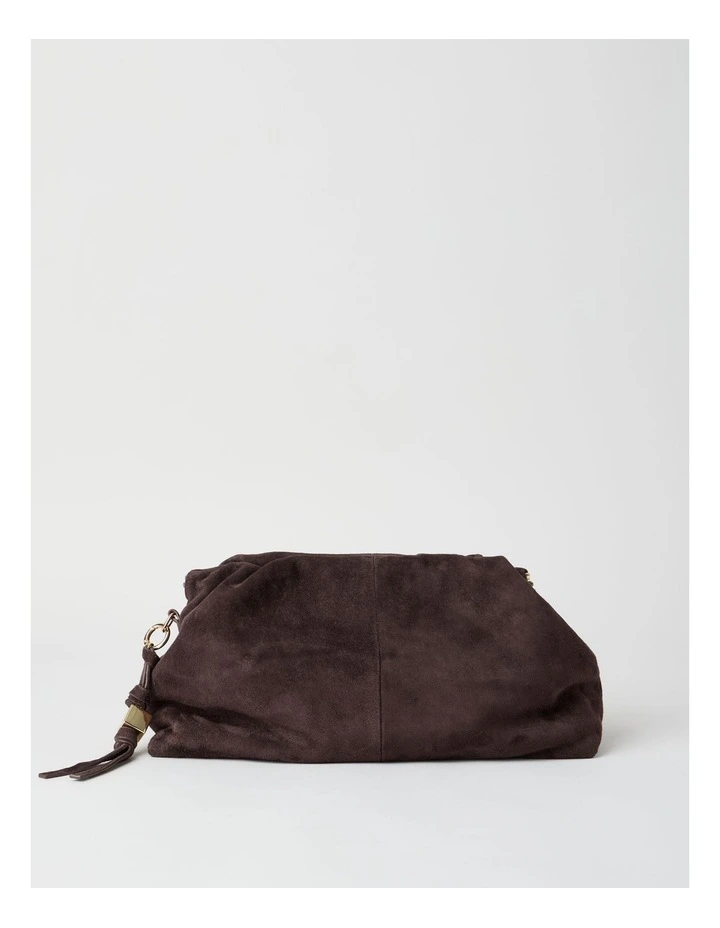 Andrea Suede Leather Clutch Bag in Chocolate image 1