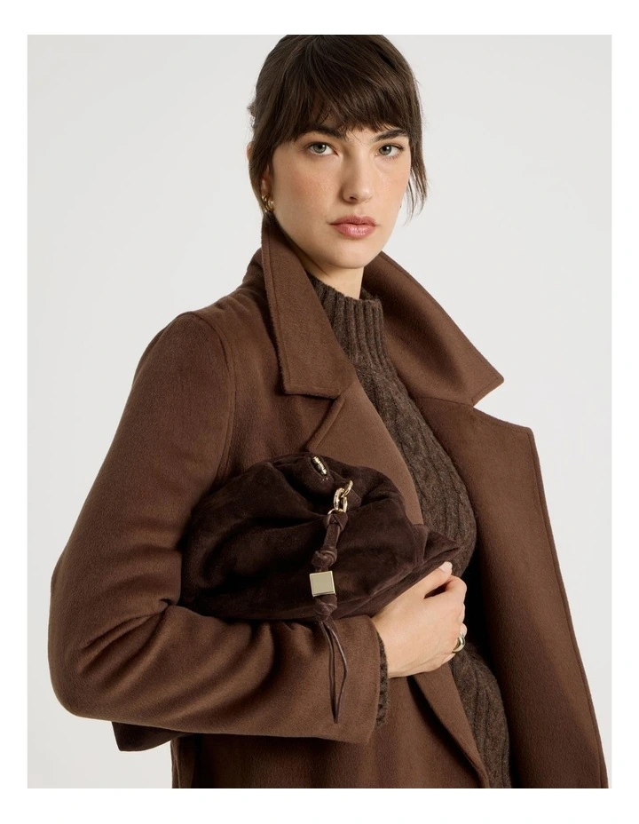 Andrea Suede Leather Clutch Bag in Chocolate image 2