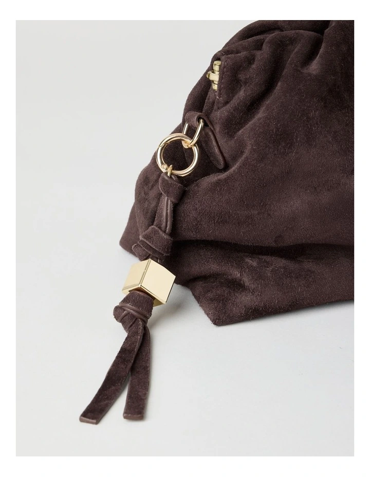 Andrea Suede Leather Clutch Bag in Chocolate image 3